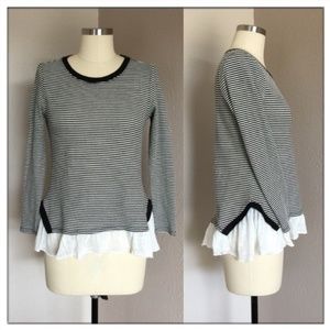 MALLOY Ruffled Hem Layered long sleeve Top